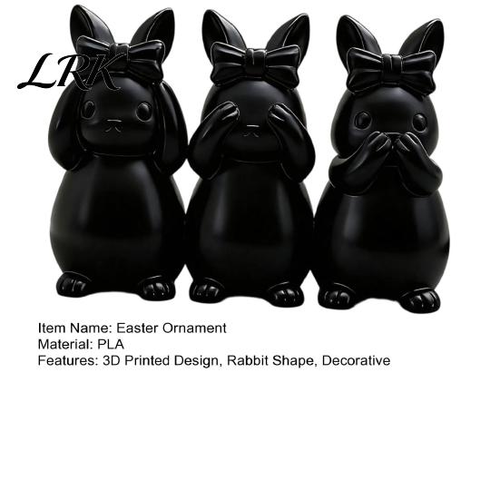 Study Room Decor Easter Ornament, One-piece Molded Bunny Figure, 3D Printed Rabbit White Figurine Design Decorative for Living Bedroom Holiday