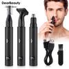 Aparador de Pelos Elétrico 3 em 1 para Nariz e Orelhas para Homens Display LED Cortador de Sobrancelha Barba Depilador Recarregável USB Limpeza Fácil
