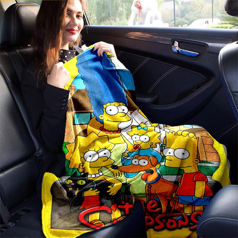 Die Simpsons Cartoon Decke, Kurzer Plüsch Niedliche Warme Decke, Wohnzimmer Heimdekoration Sofa Vier Jahreszeiten Reisen
