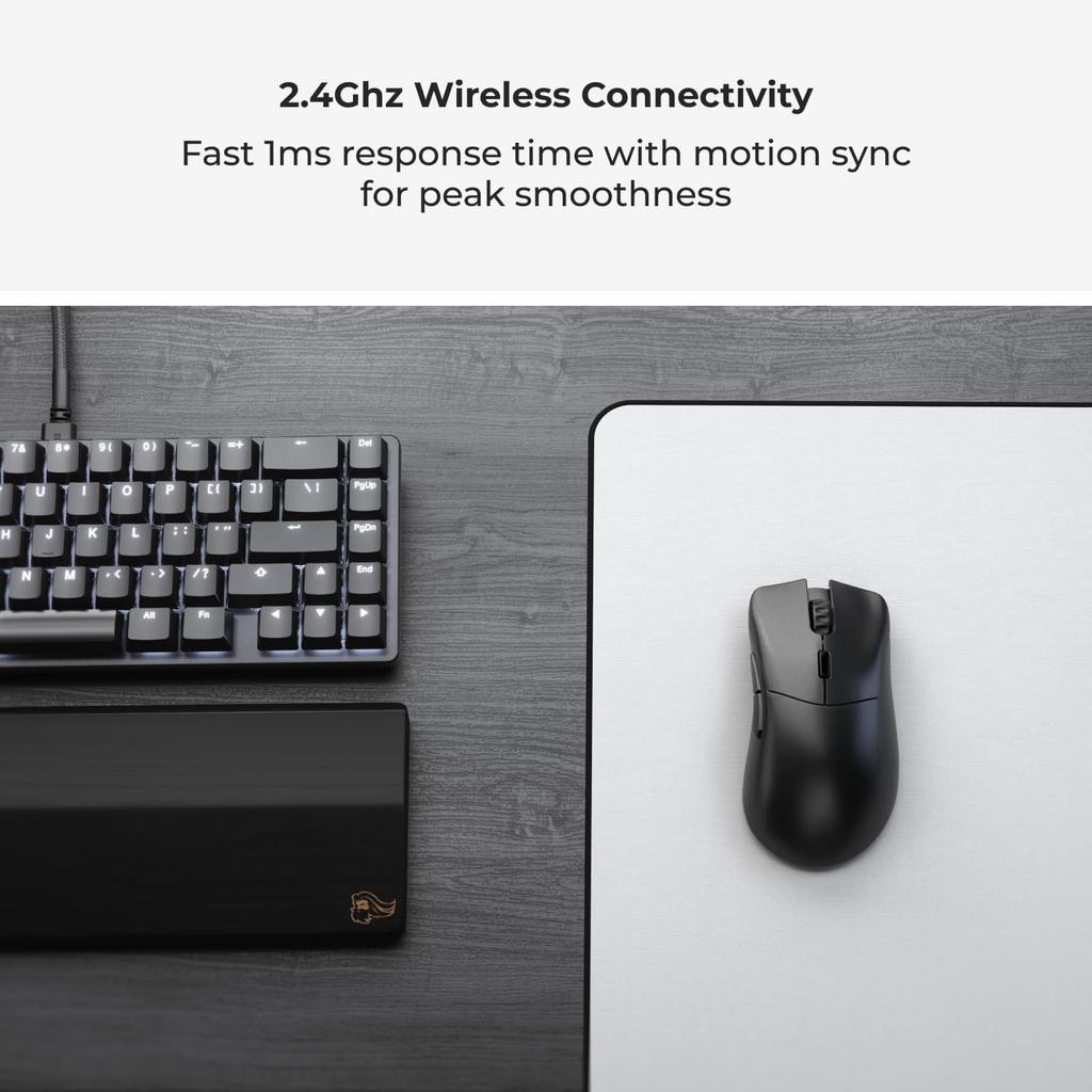 Glorious MODEL D 2 PRO Ultra-Lightweight 60g, High-Durability 2.4G Wireless and Wired Ergonomic Gaming Mouse, Black (GLO-MS-PDWV2-1K-B MS696)