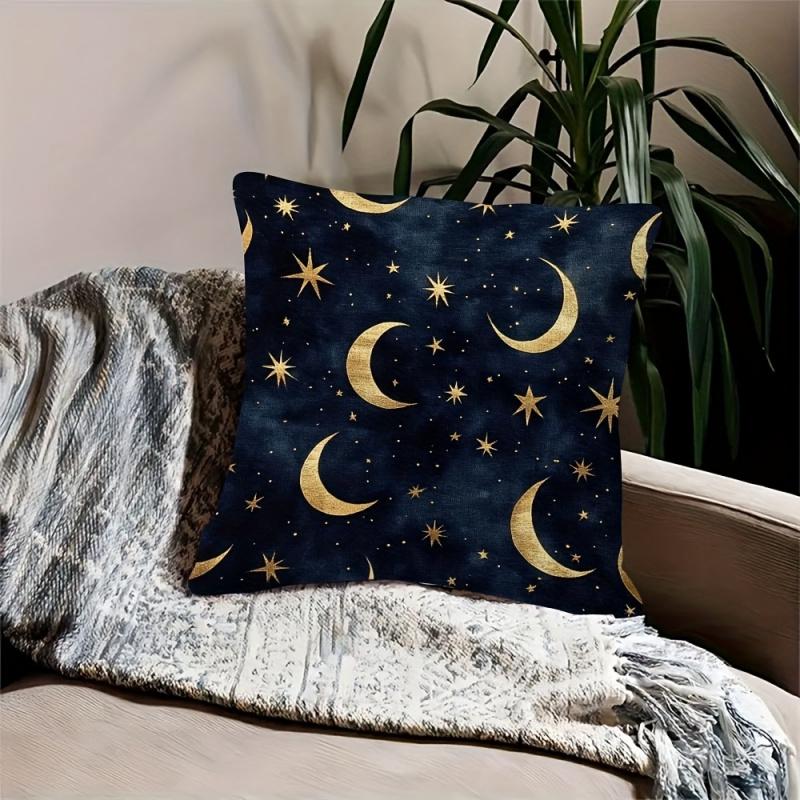 Vikama Federa Decorativa a Forma di Luna Crescente Dorata e Stella per Divani, Camere da Letto, Interni Auto - Poliestere