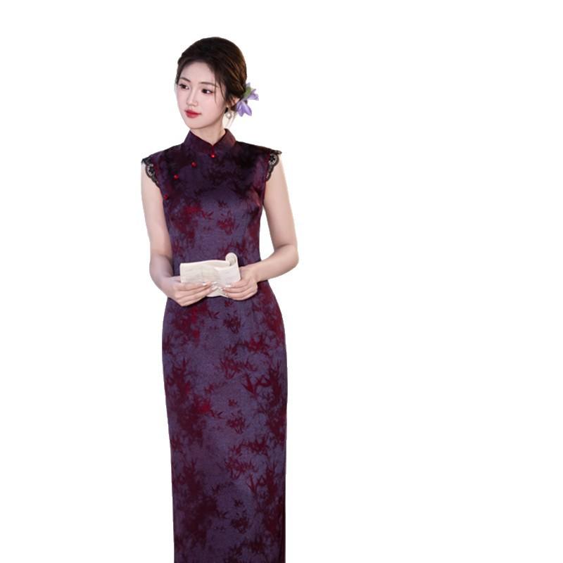 Imitation acetic acid Hong Kong style sleeveless high sense new Chinese cheongsam women's spring and summer new slim and thin daily wear