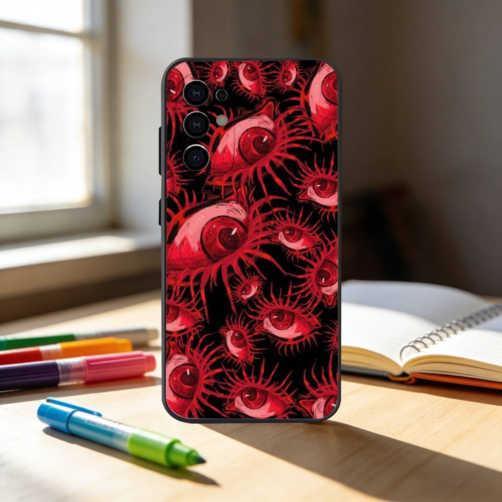 Terror Red Evil Eye Phone Case For Samsung S25,S24,S21,S22,S23,S30,Ultra,S20,Plus,Fe,Note,10,9,5G Black Cover