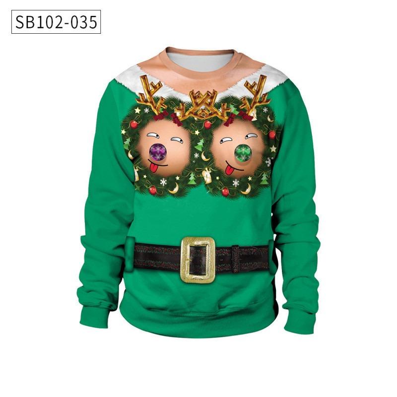 Autumn and winter new Christmas loose personality round neck digital printing sweater men's and women's sweaters