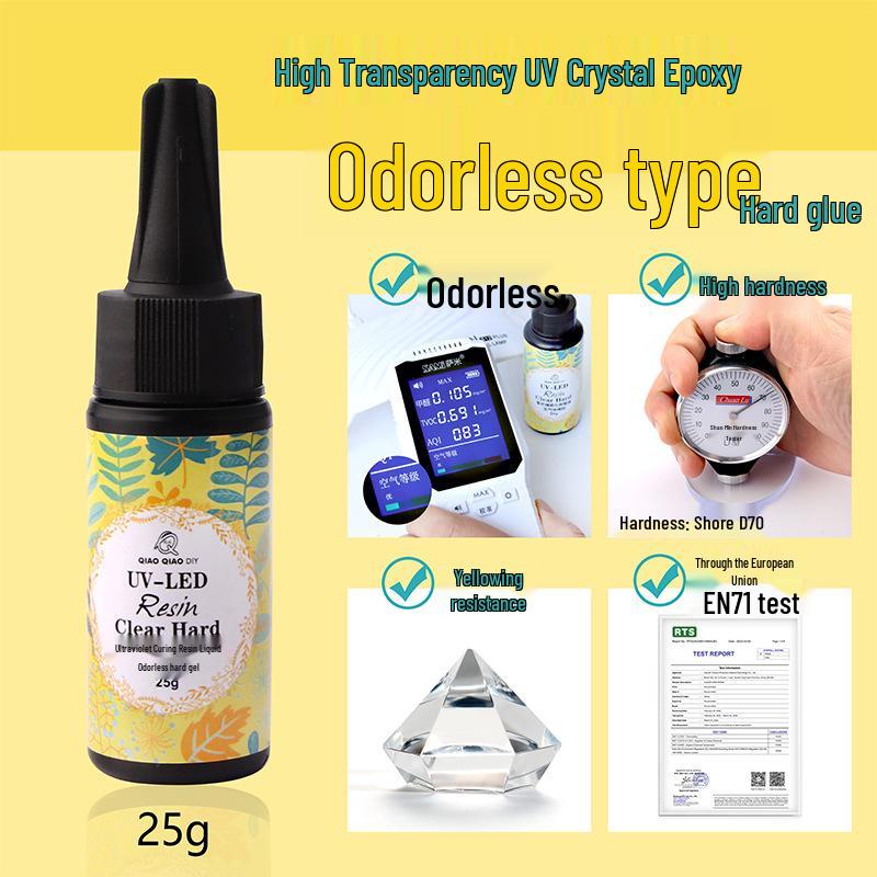 Qiaoqiao Odorless UV Glue: Thin Epoxy Resin, Clear, UV Curing, Yellowing Resistant DIY