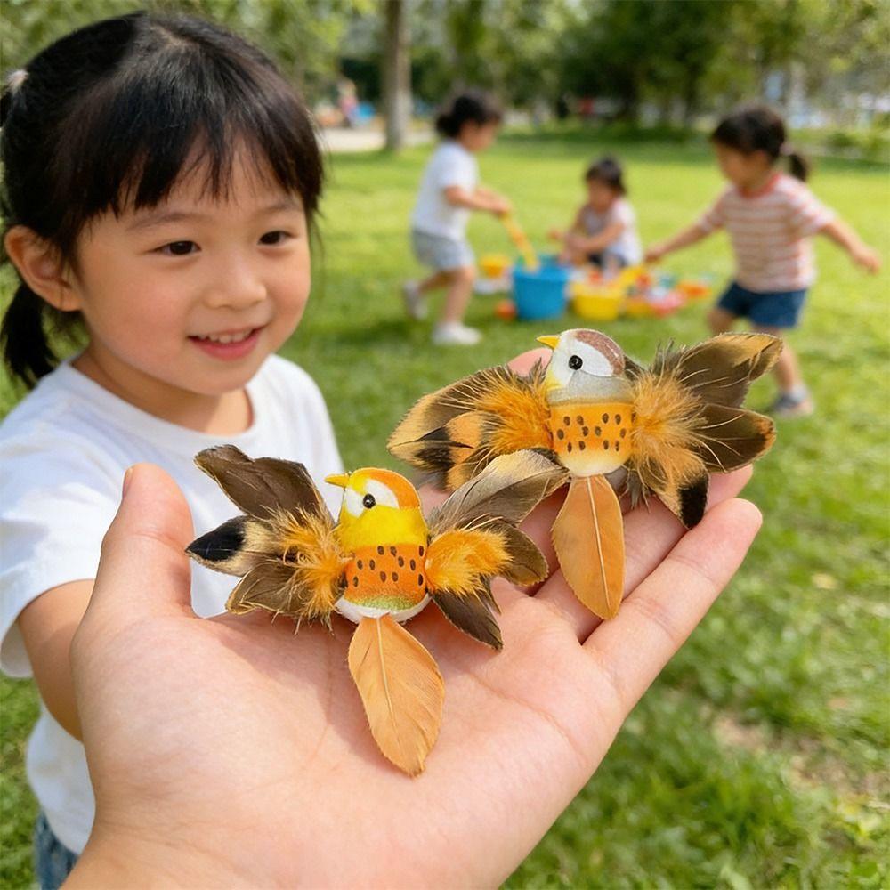6PCS Mixed Color Hummingbird Artificial Birds Foam with Clips Faux Foam Bird Handicraft Photo Props Simulation Flying Bird