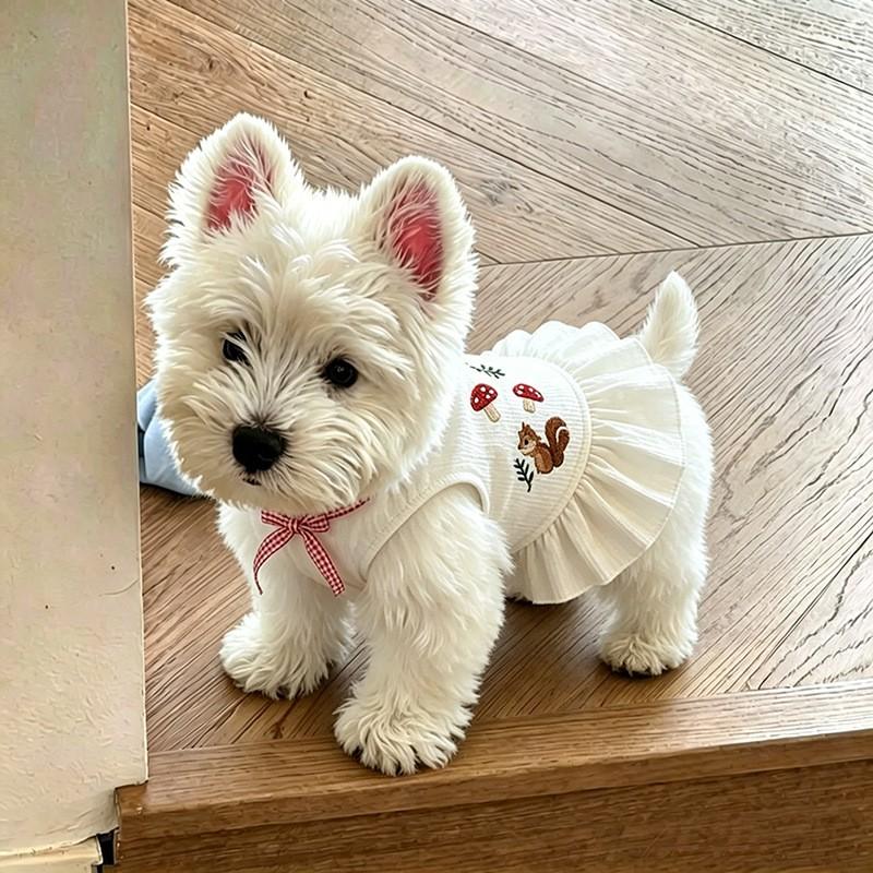Pet Dog Dress Lightweight Floral Sleeveless Skirt Small Breeds Like Bichon Frise Teddy