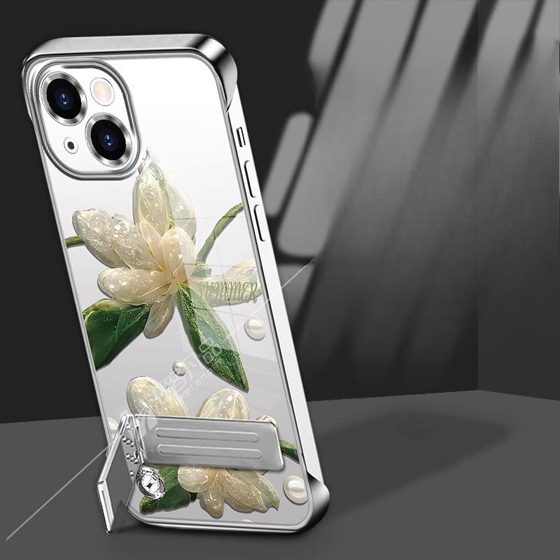 The Crystal Flower Stand Is Suitable for Apple 13 Transparent Phone Cases and Huawei Mate60pro Electroplated Borderless 15