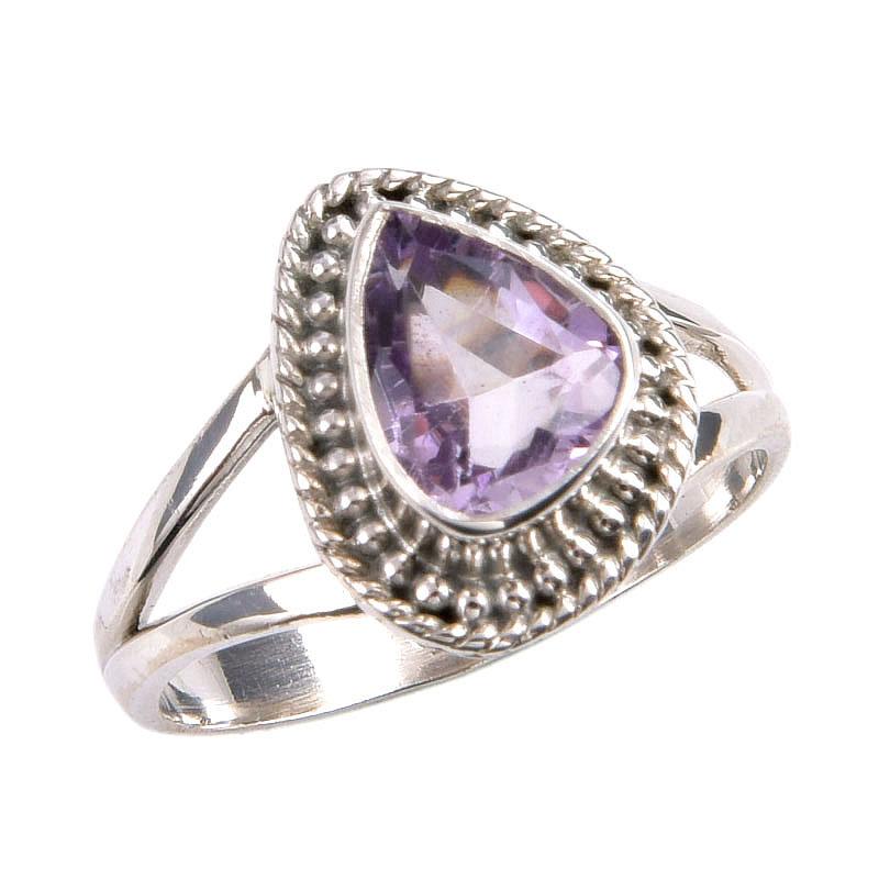 Natürlicher Rosa Amethyst Edelstein Handgefertigt 925 Massiv Silber Schmuck Ring Gr.7.5 A8f04