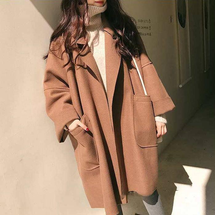 2021 Trendy Hepburn Style Woolen Cloak for Women/Students