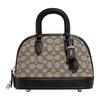 Revel 24 Klassische Presbyopie Jacquardstoff und Handschuhgegerbtes Leder Schulter-Crossbody-Handtasche Mittelgroß Damen Taupe und Schwarz