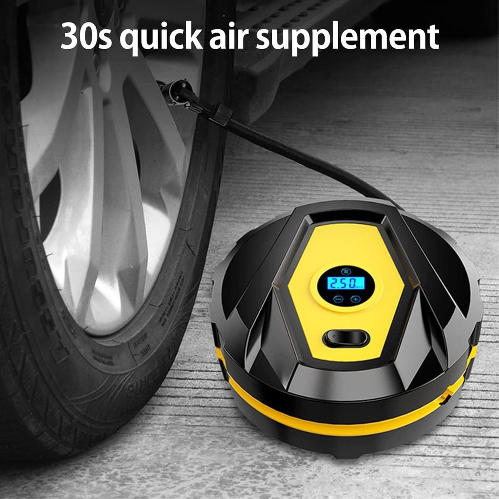 Luftkompressor Dekkpumpe 12V Bil Dekk Rask Pumpe Digital Dekkpumpe & LED-lys og 3 Dyseadapter Gjenbrukbar Bærbar Bildekkpumpe
