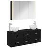 Bathroom Furniture Set 4 Pcs Black Oak Engineered Wood and Glass
