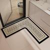 Retro L-förmige rutschfeste Badezimmerbodenmatte - Saugfähiges Kieselgur-Fußpad für Toiletteneingang