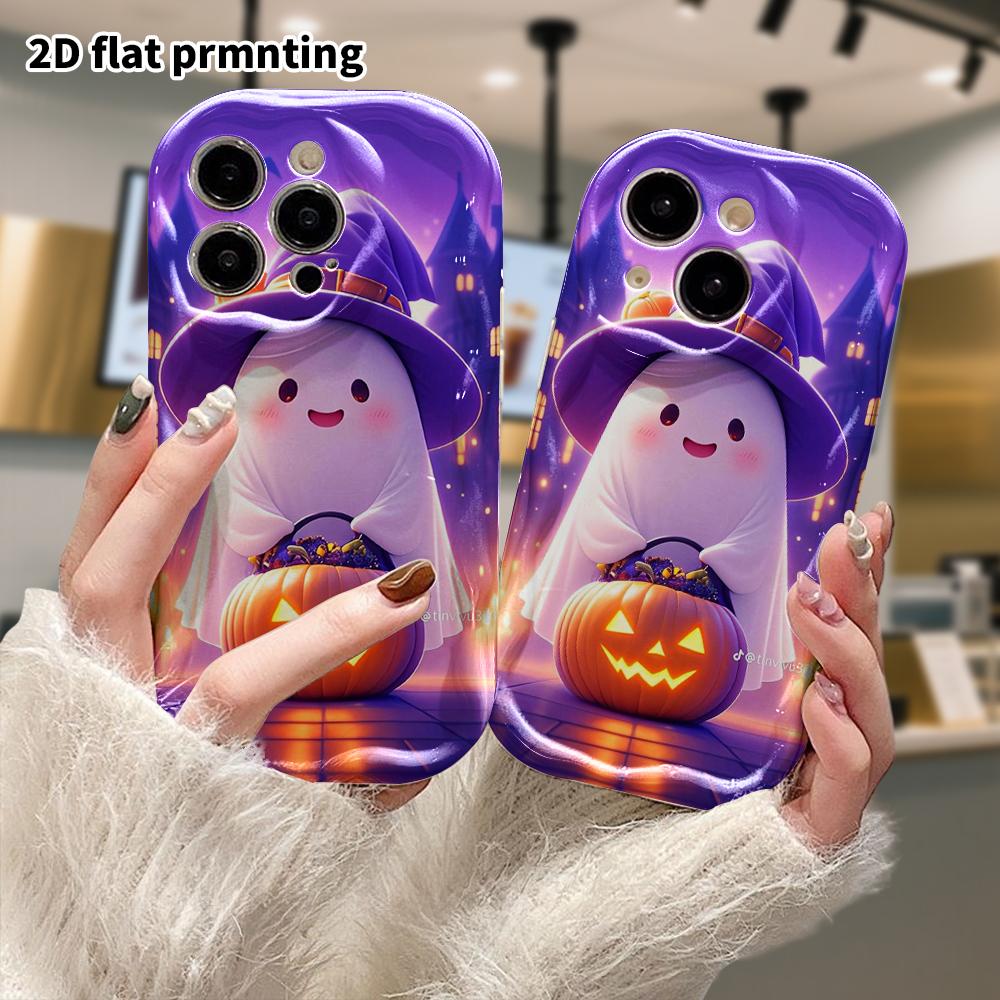 Phone Case: 2D Flat Design, Suitable for iPhone 18, 17, 16, 15, 14, 13, 12 Pro Protective Cases, Phone Decoration, Cute Little Candy Ghost, Halloween 