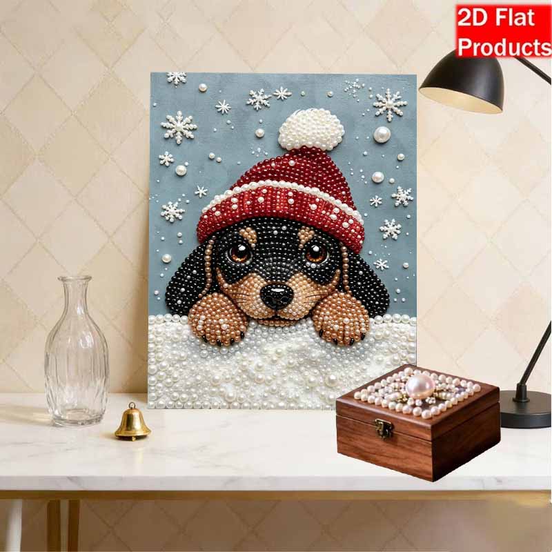DIY Frameless Pearl Painting Kit Adorable Puppy Cozy Home Decor 3D Shiny Bead Art Canvas Relaxing Craft Gift for Adults