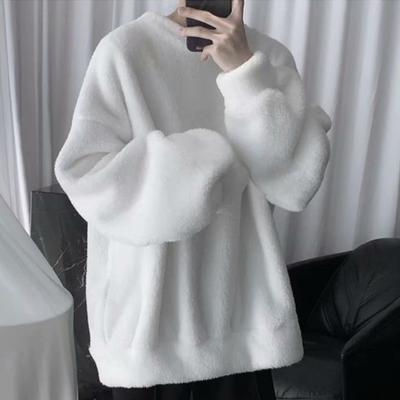 Herbst und Winter Herren Oversize Sweatshirt Einfarbig Lammhaar O-Ausschnitt Langarm Herren Sweatshirt Lose Hoodies Streetwear