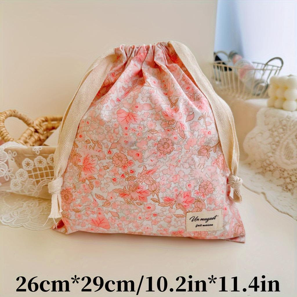 Embroidered Bow Drawstring Bag, Multipurpose Storage Box, Portable Travel and Household Dust Bag, Mom and Diaper Bag
