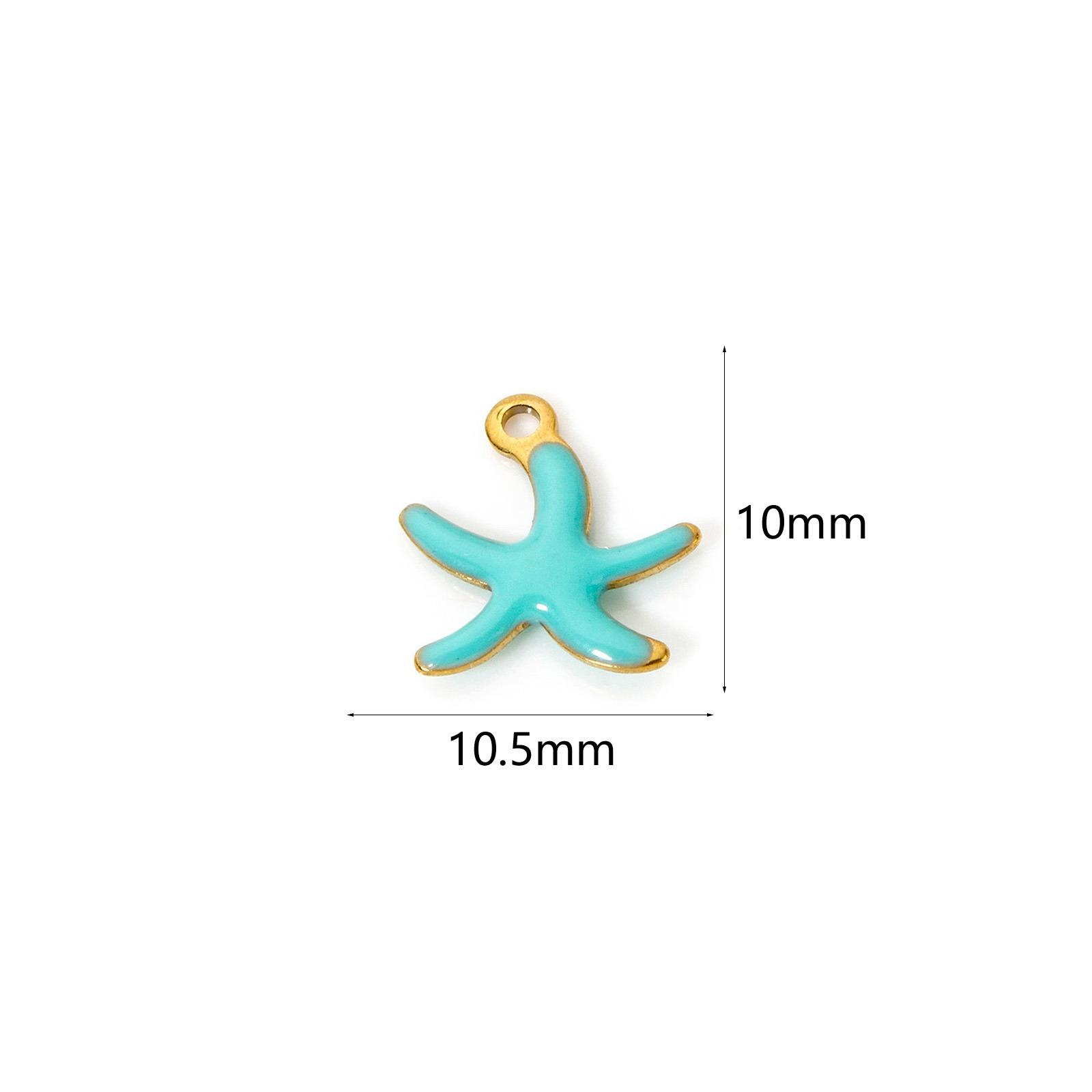 5pcs Star Fish Stainless Steel Charms Gold Color Ocean Multicolor Enamel Pendants DIY Necklace Earrings Jewelry 10.5mm x 10mm синий