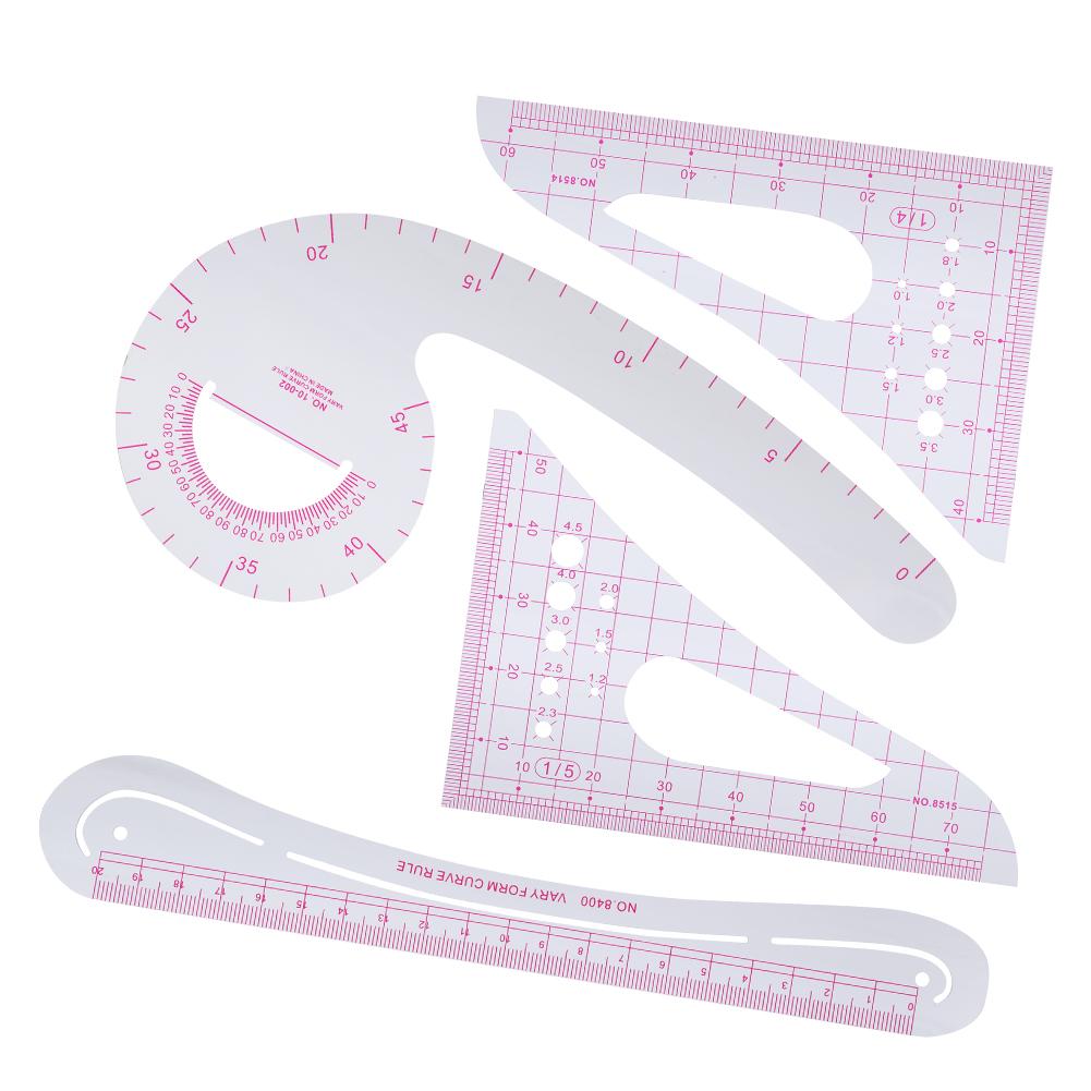 4Pcs Curve Ruler Plastic Sewing Grading Proofing MultiFunction Clothing Designs Tool