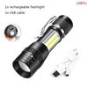 High Strong Power Led Flashlights Tactical Emergency Spotlights Telescopic Zoom Built-in Battery USB Rechargeable Camping Torch