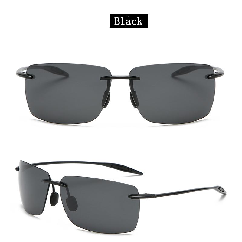 Men s Frameless Polarized Sunglasses TR90 Square Driver For Outdoor C1