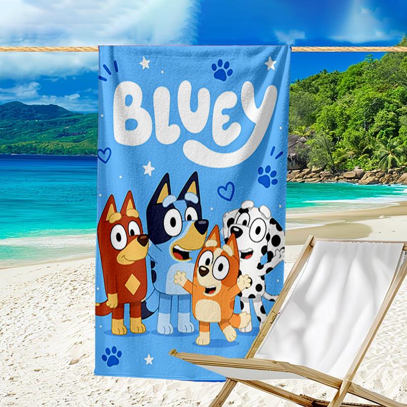 Ultra-Soft Beach Towel with Bluey Theme,Ideal for Pool - Camping, Diving - Perfect Travel Essential, Vibrant Beach Towel.