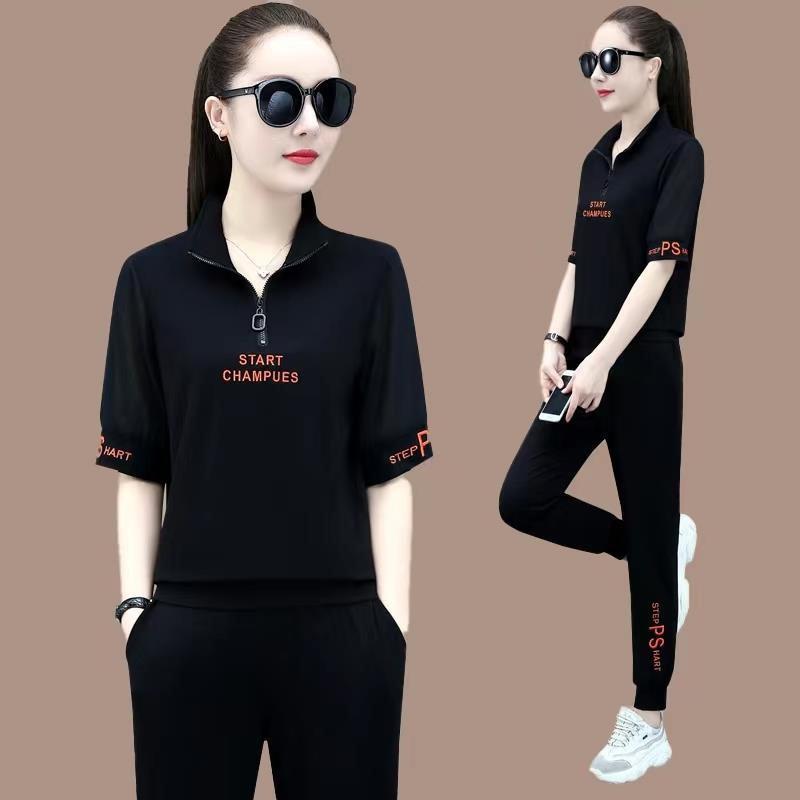 Suit Women's Summer Korean Style Fashion Short-sleeved Running Suit Women's Casual Two-piece Set Thin Section