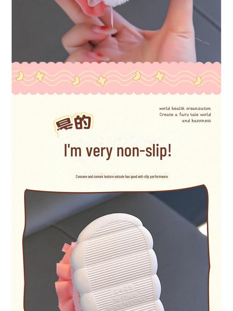 2024 Talv Armsad Jänese Plüüsist Puuvillased Sussid Tüdrukutele - Soojad Karvased Beebi Kodujalatsid