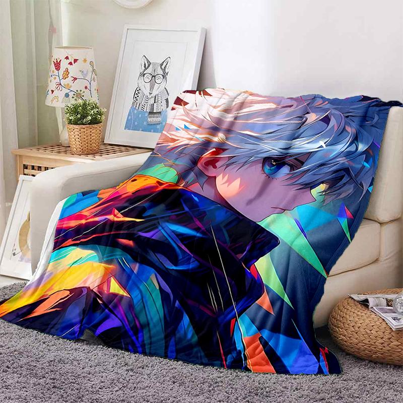 HXH Hunter X Hunter GON FREECSS Killua Zoldyck Cartoon Anime Flannel Blanket,Soft Throw Blanket for Home Bedroom Bed Sofa Gift