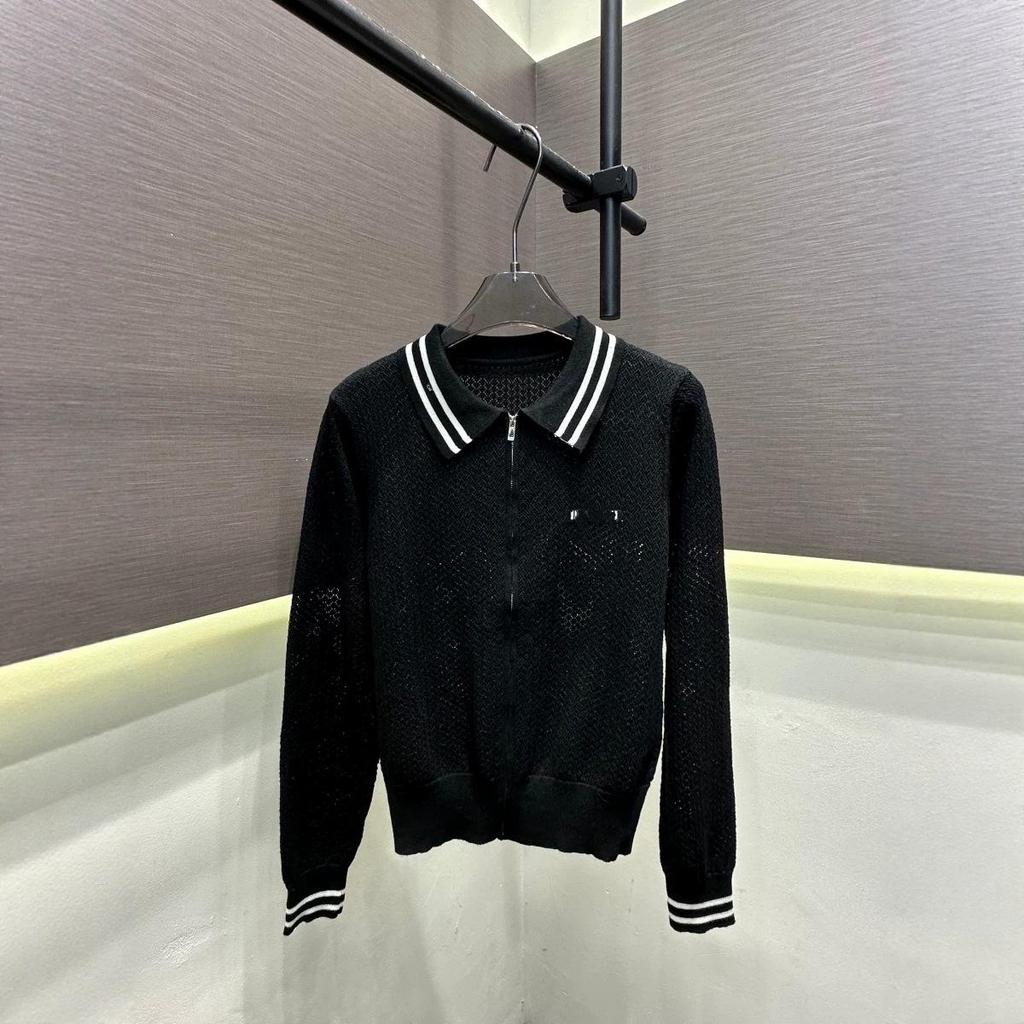 Miu Style Trendy High-Quality Jacquard Letter Stripe Zipper Cardigan for Autumn and Winter