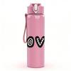 1PC Simple LOVE Bold Letter Print 750ml Color Plastic Sports Water Bottle Leakproof Flip Straw Lid Suitable for Sports Office Home Use