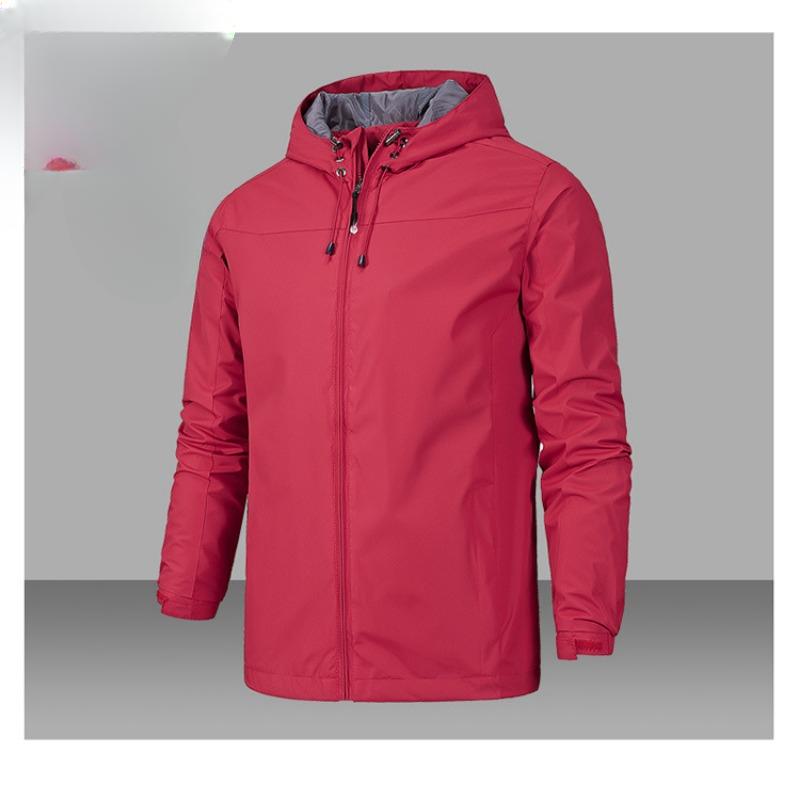 Spring and Autumn Jacket Men's Solid Color Jacket Windproof Four Seasons Mountaineering Suit Single-layer Jacket Printed Embroidery