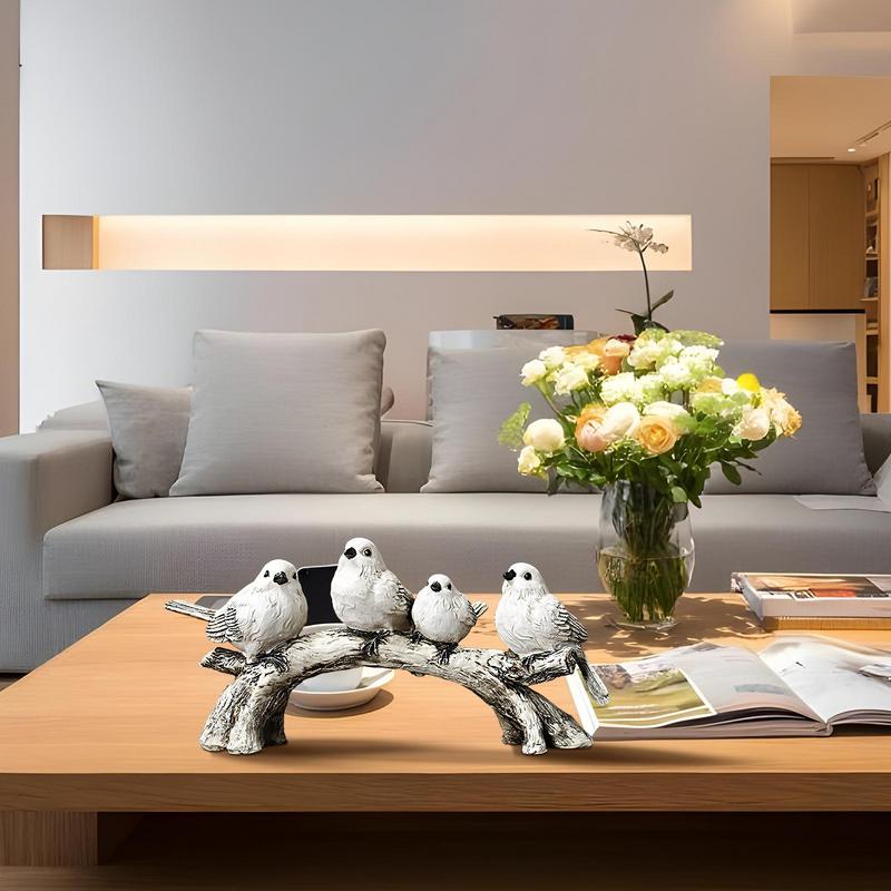Small Bird Figurines Small Birds Statues Novelty Standing On Branch Home Accent For Dining Table Bedroom Living Room Cabinet