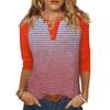 Women's T Shirt Print Button 3/4 Sleeve Daily Weekend Fashion Basic V- Neck Regular Top