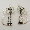 1Pair Cat Cat Style Pendant Earrings Copper Asymmetric Design Earrings Retro Punk Earrings  Gift