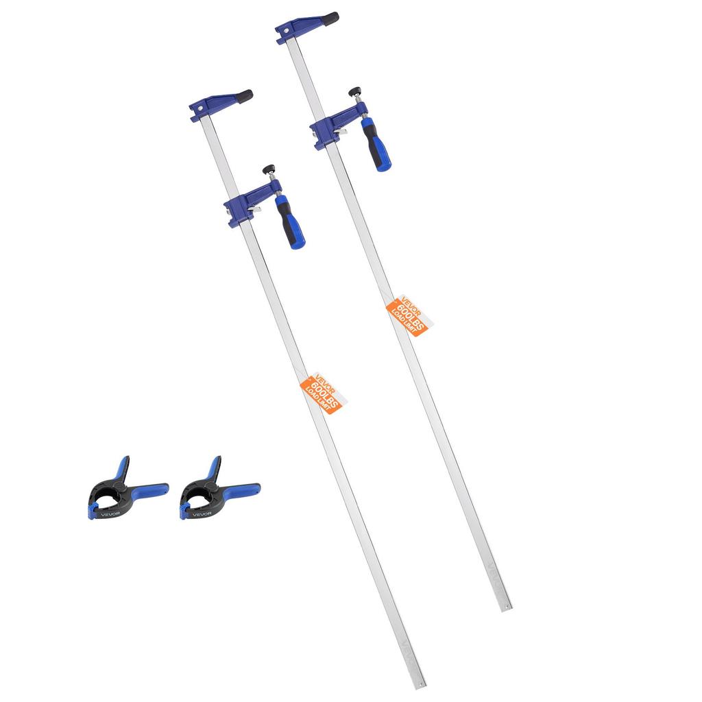VEVOR Bar Clamps for Woodworking, 2-Pack 91.4 Cm Opening, Lockable F-Clamp with 272 Kg Load Limit,63.5 Mm Depth, Cast Iron and Carbon Steel