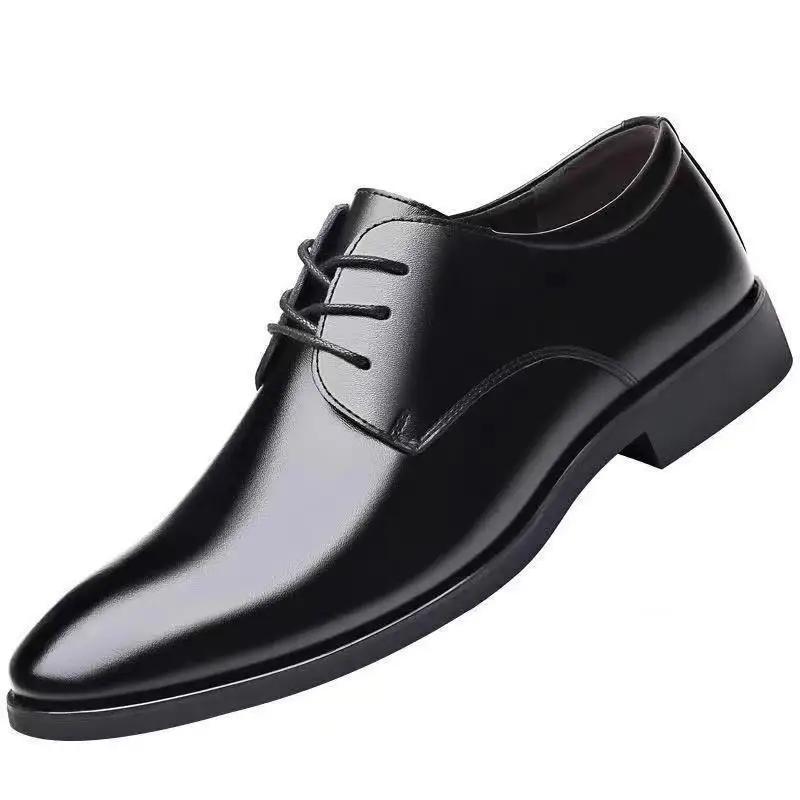 Men's new business leather shoes black Formal Men's leather shoe Oxfords wedding office shoes Summer breathable pointed sneakers