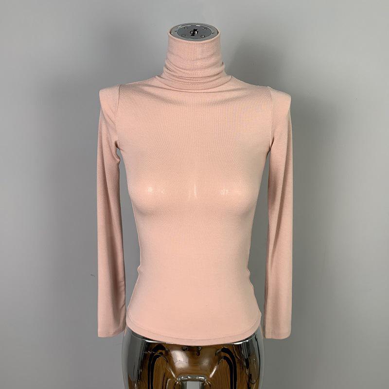 Women's Korean Slim Fit High Neck Long Sleeve T-Shirt