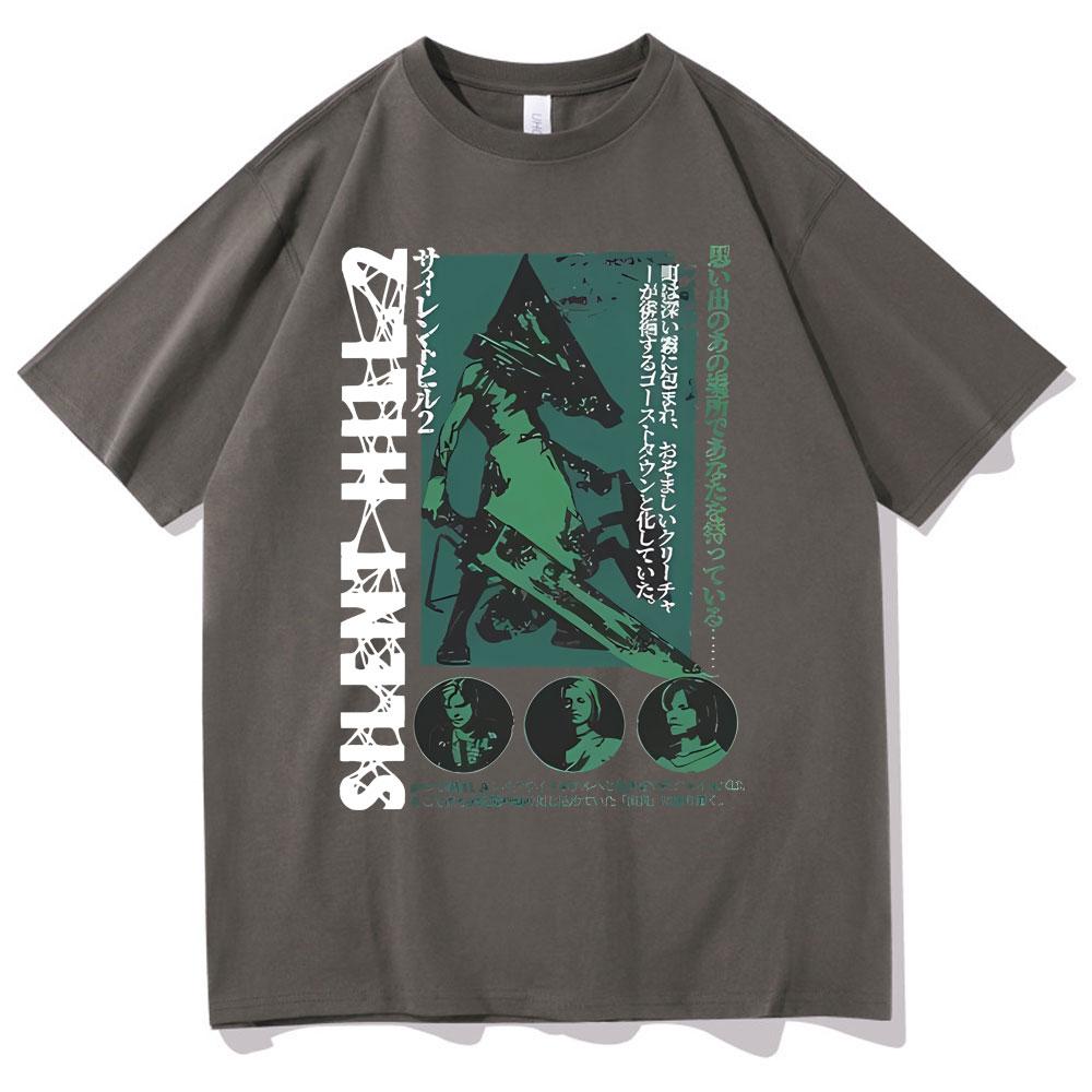 Horror Game Fun Silent Hill 2 Graphic T Shirts Male Rock Oversized Tees Men Women Vintage Casual Tshirt Men's Cotton T-shirts