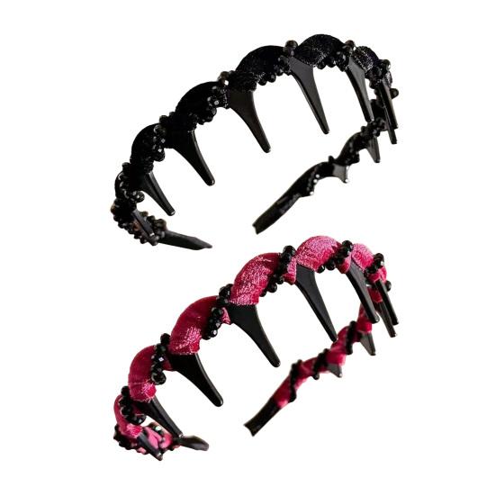 Rhinestone Hairband Elegant Vintage Non Slip Hair Hoop for Women Girls Fashionable Bridal Hair Accessory