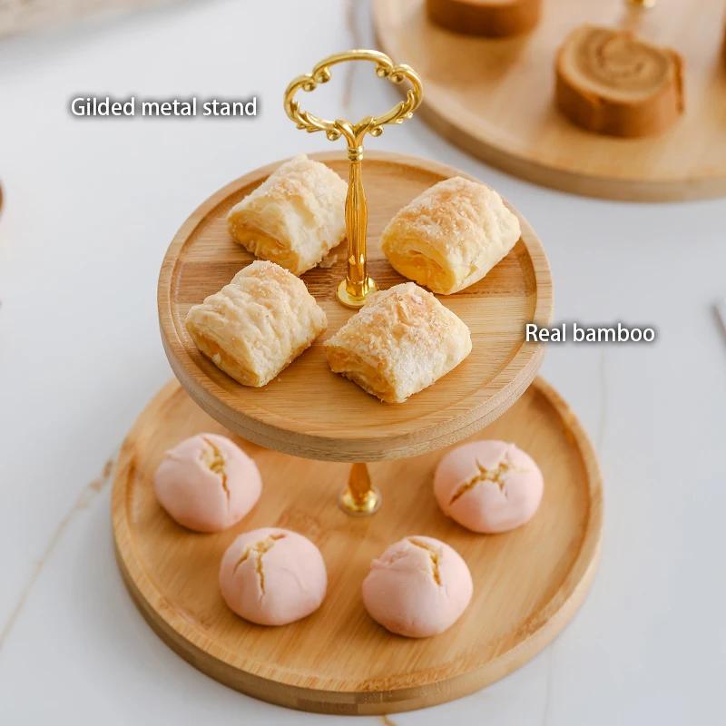Japanese Bamboo Fruit Plates Set Snack Dishes Cake Stand Bread Dessert Plate Candy Dish Pastry Tray Wood Tableware Decoration