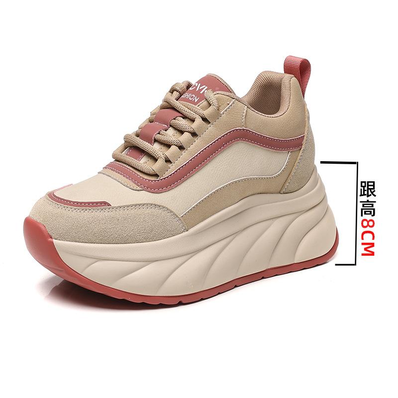 

2025 autumn and winter new soft leather Forrest Gump shoes women s leisure heightening platform dad shoes children s shoes versatile 34