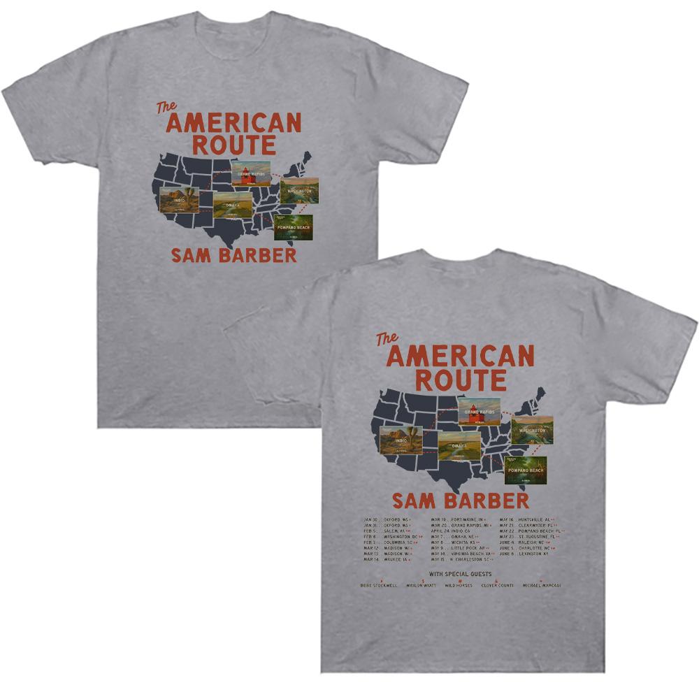 Sam Barber 2026 US Tour Muster T-Shirt Sam Barber Merch Cosplay Herren Damen Mode Reines Baumwoll-T-Shirt Streetwear Y2K