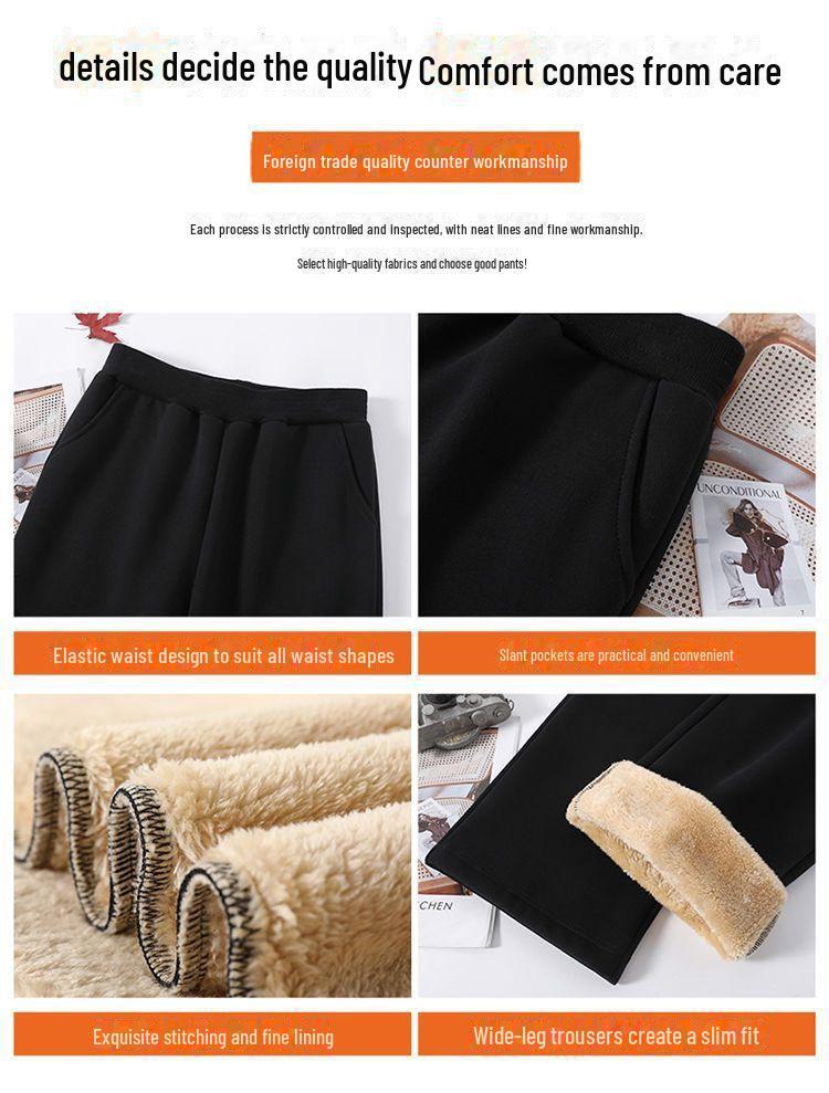 Weite Freizeithose aus weichem Lammfell für Damen für Frühling und Herbst