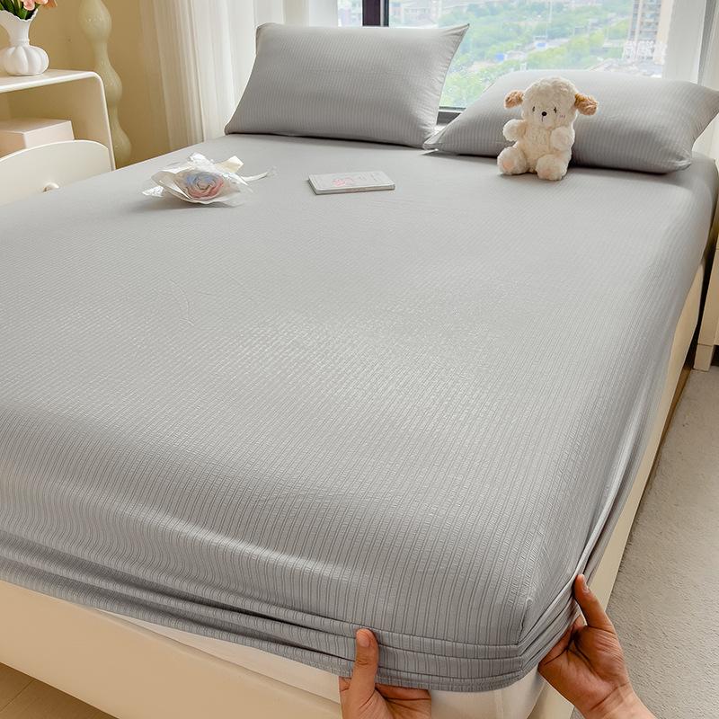 Einfarbig gewaschene Baumwolle Spannbettlakenbezug Schutzbezug Matratze Schmutzabweisend Studentenwohnheim Spannbettlaken