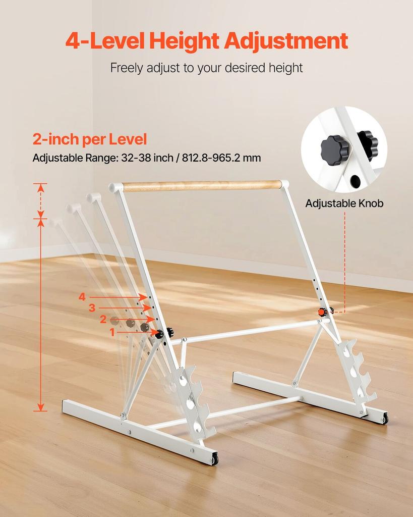 Barra de Ballet, Barra de Ballet Portátil de Pie, Equipo de Ejercicio para Fitness en Casa para Abdominales, Brazos, Fuerza y Cardio, Plegable Fácil de Guardar Estiramiento