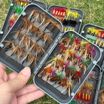 Santa King Fly Fishing Lures Kit with Box Nymph Bead Head Wet Fishing Dry Flies for Trout Bass Salmon