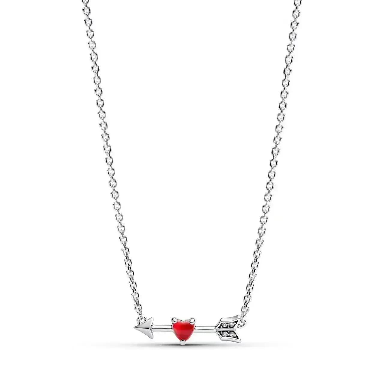 Colorful Heart-Shaped 925 Silver Pendants Necklace Elevated Heart Necklace Lover s Holiday Fine Jewelry Gifts