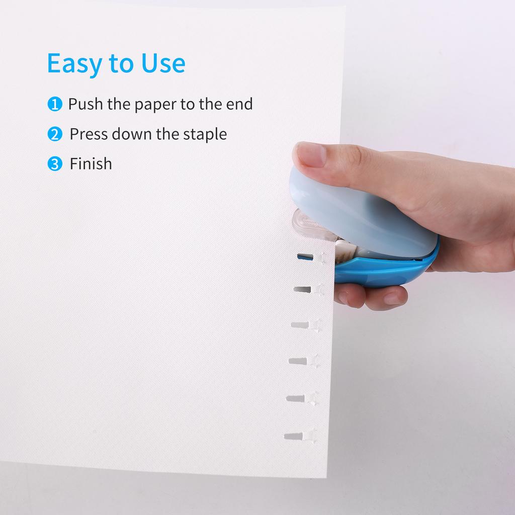 KW-triO Hand-held Mini Safe Stapler No Staples Stapleless 4 Sheets Capacity for Paper Binding Shop